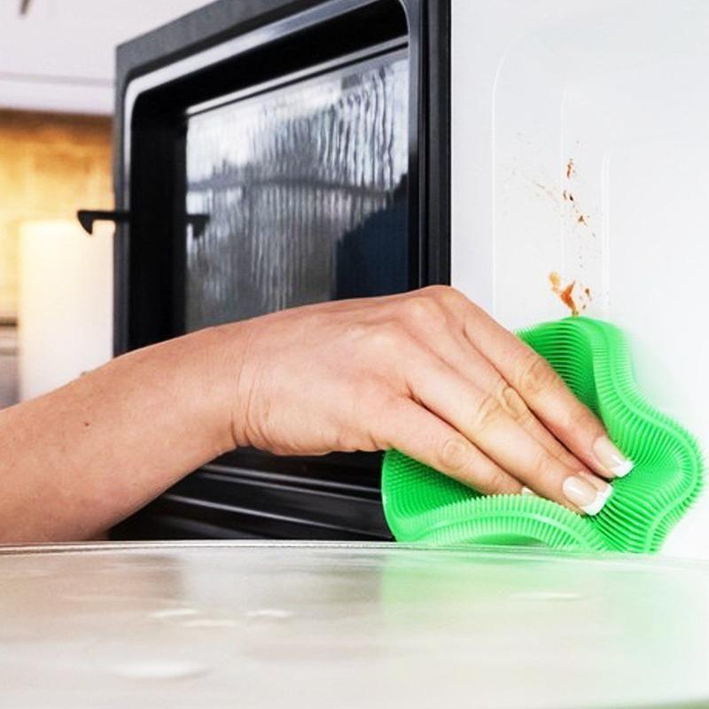 Food Grade Multi-Function Antibacterial Silicone Scrubber Sponge Cleaning Brush Kitchen , 5pcs