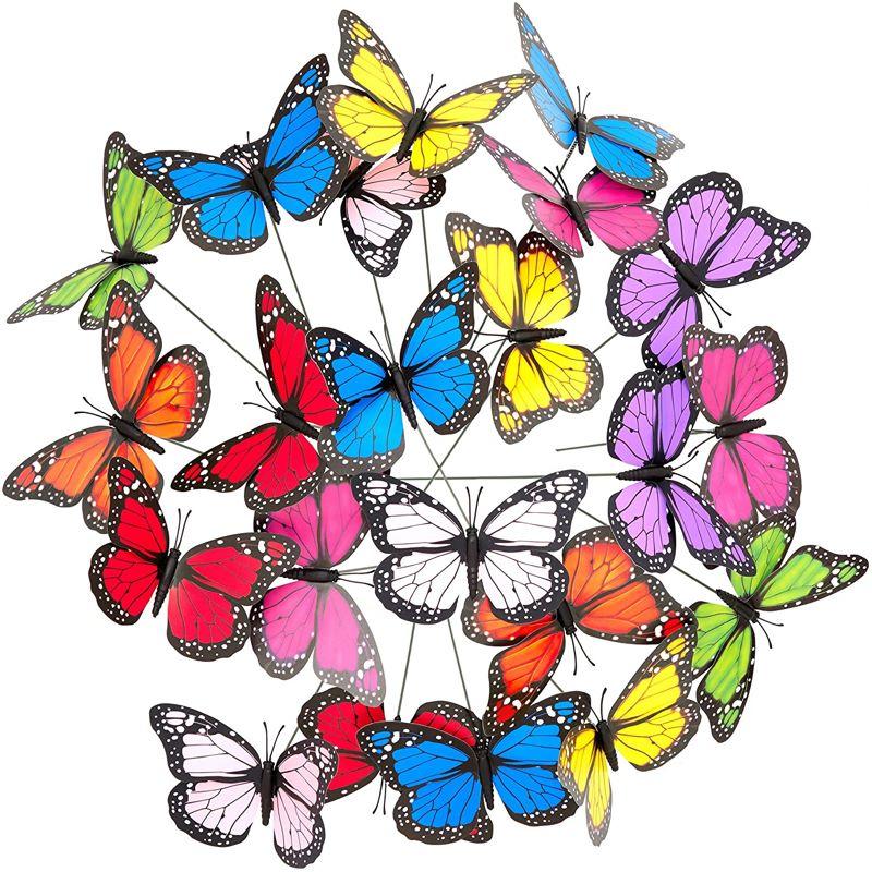 PVC simulation decoration butterfly with metal rod