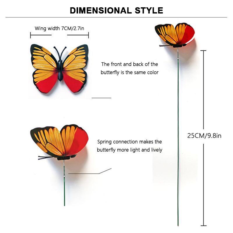 PVC simulation decoration butterfly with metal rod