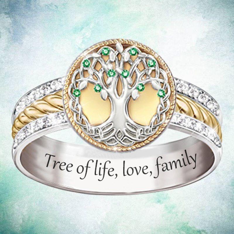 Diamond Two-Tone Tree of Life Ring