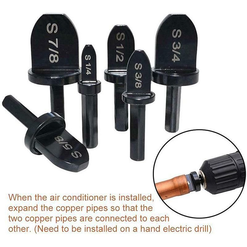 6pcs Copper Pipe Swaging Tool Drill Bits