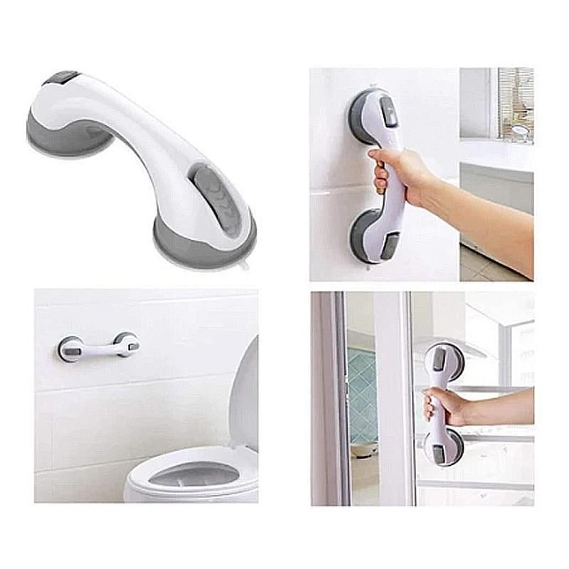 Bathroom handrail with suction cup handle