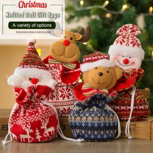 Christmas Knitted Doll Gift Bags