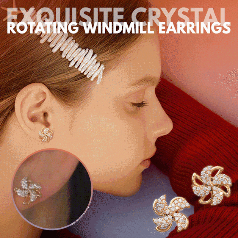 Exquisite Crystal Rotating Windmill Earrings