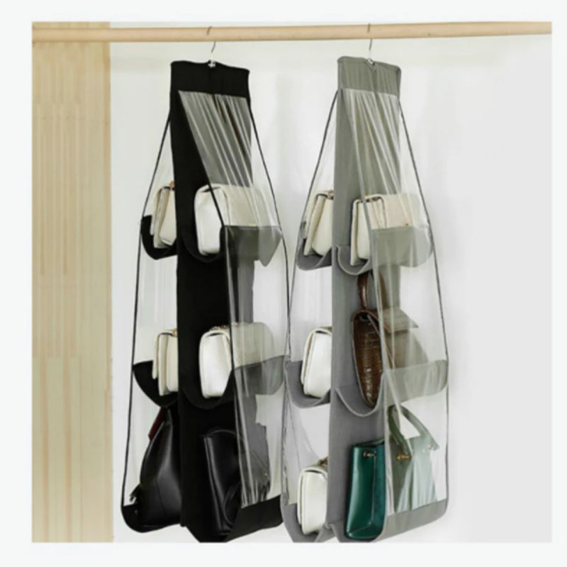 Hanging Handbag Organizer for Wardrobe Closet Transparent