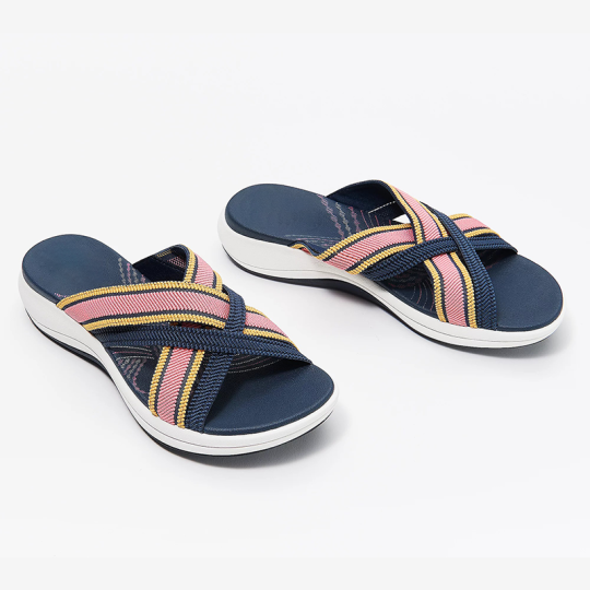Stretch Cross Orthotic Slide Sandals