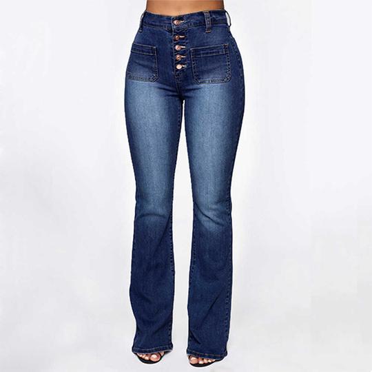 High waist slim jeans with button placket