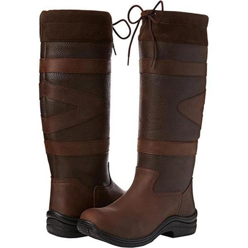 Long British style boots with laces for women