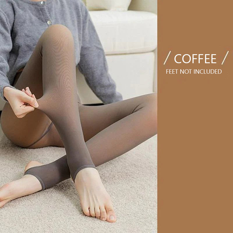 Flawless Legs Fake Translucent Warm Plush Lined Elastic Tights