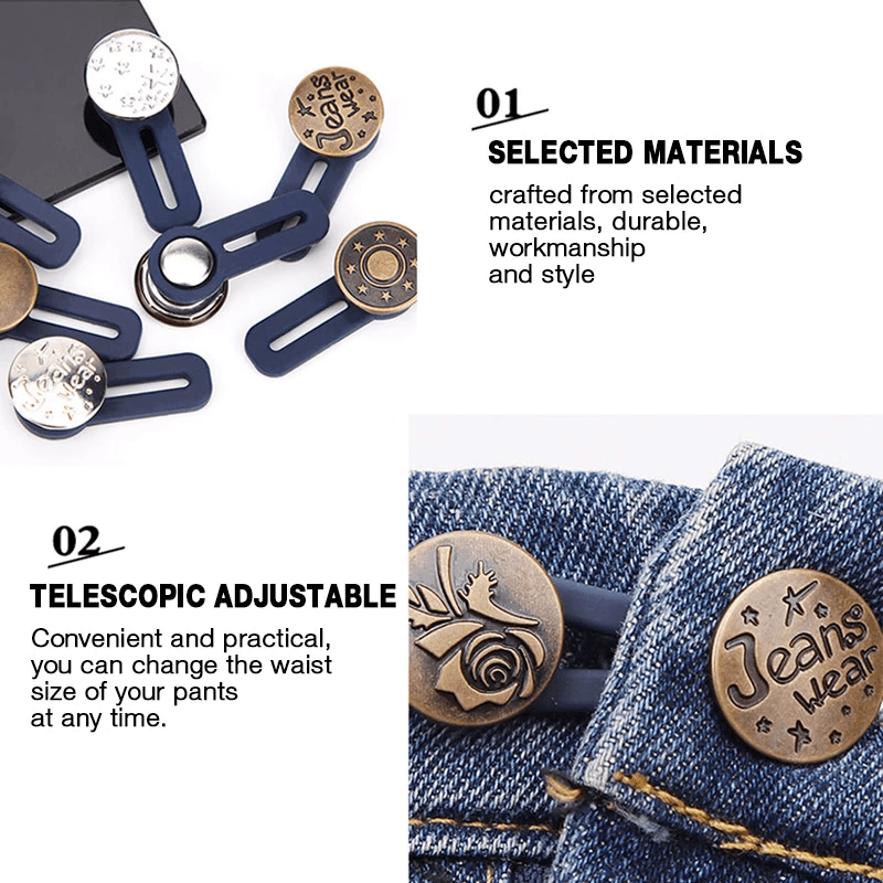Jeans Retractable Buttons Extension Buckle (5PCS)