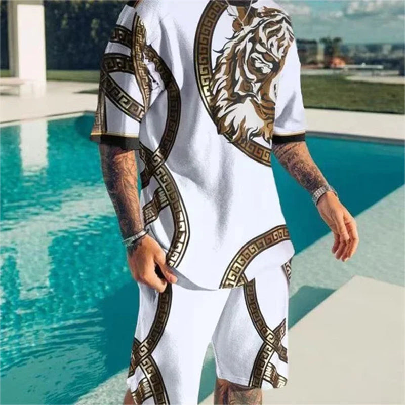 MEN'S FASHION TIGER PRINTING SHORTS SUIT