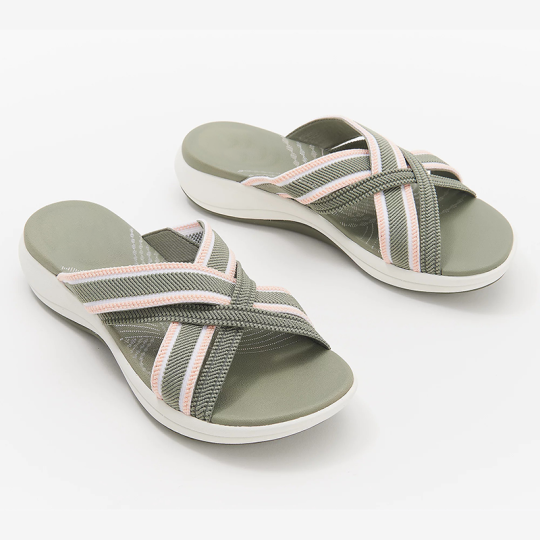 Stretch Cross Orthotic Slide Sandals