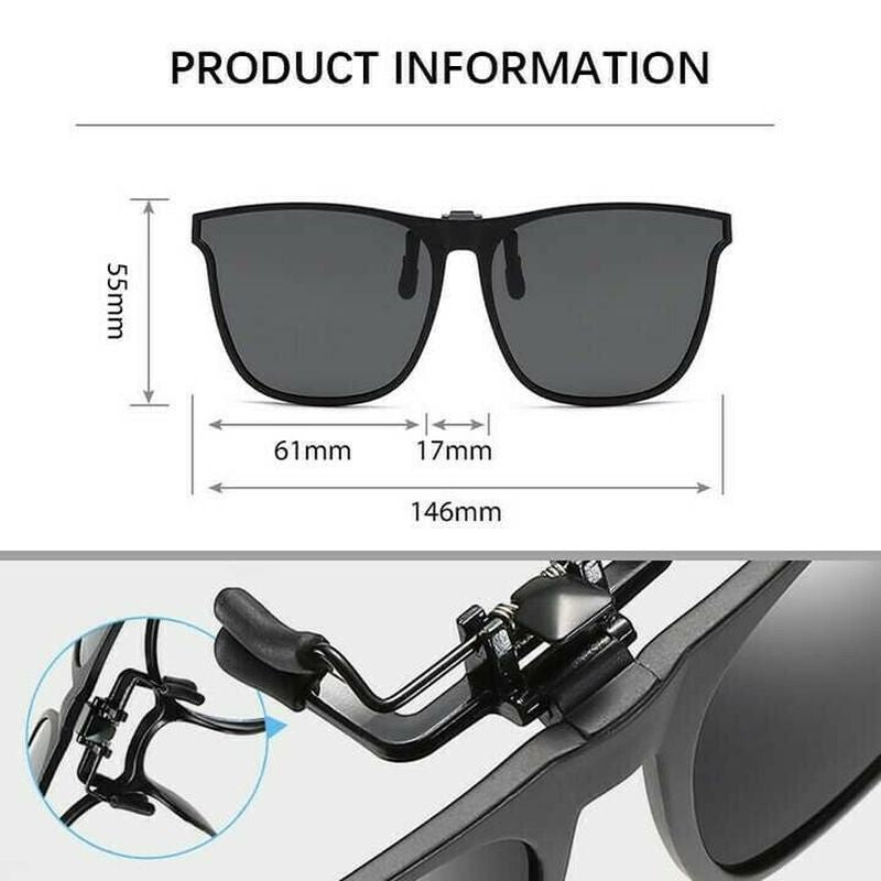 Polarized Clip-on Flip Up Metal Clip Sunglasses for Prescription Glasses