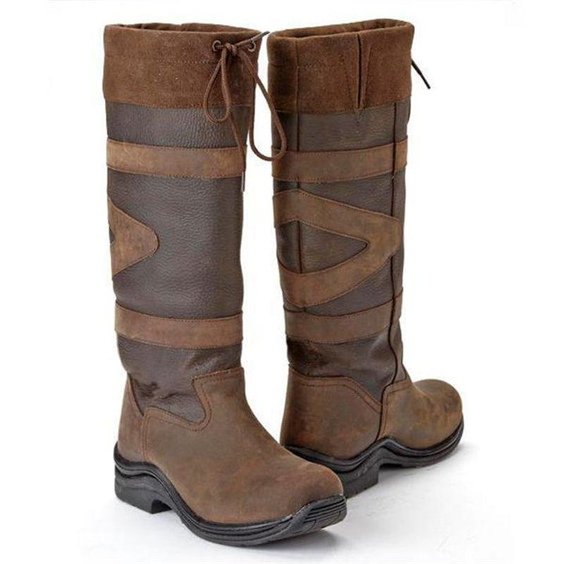 Long British style boots with laces for women