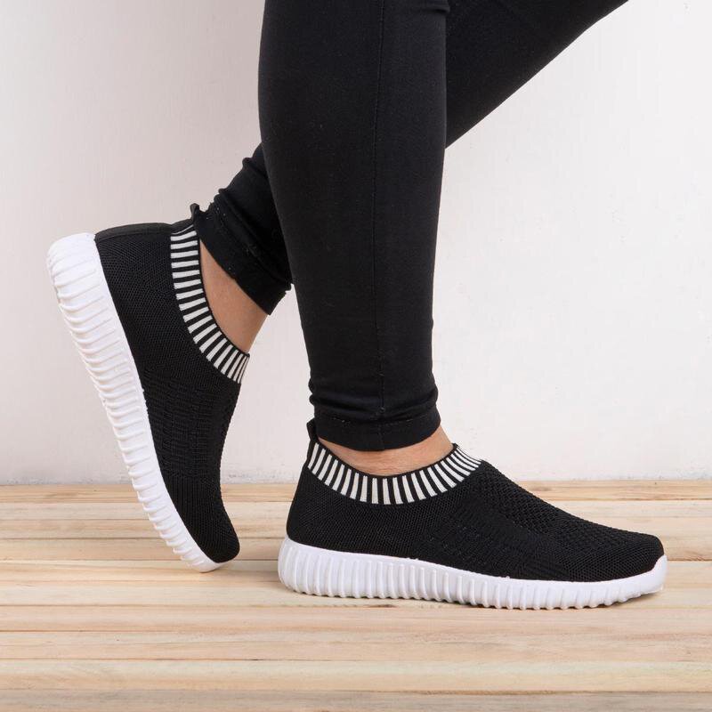 Women's Comfy Color Block Slip-on Shoes Knit Sneakers