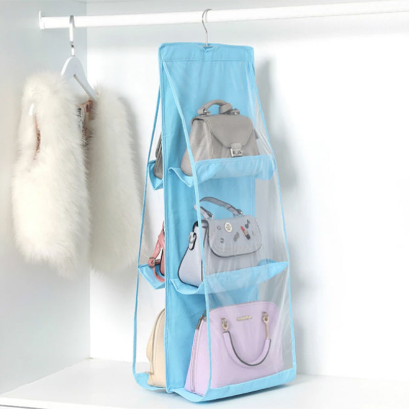Hanging Handbag Organizer for Wardrobe Closet Transparent