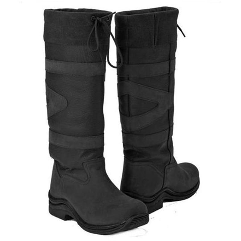 Long British style boots with laces for women
