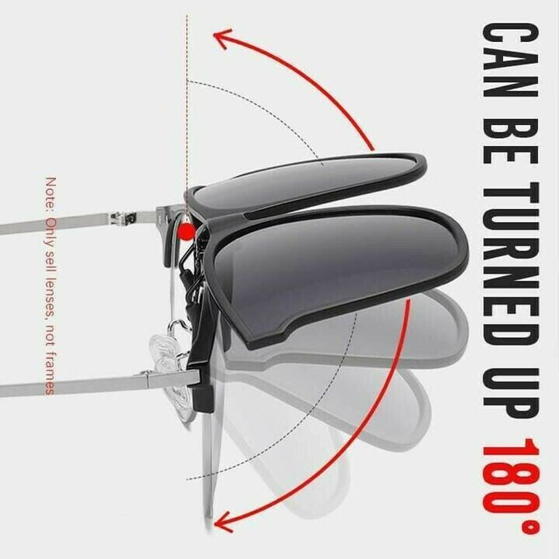 Polarized Clip-on Flip Up Metal Clip Sunglasses for Prescription Glasses