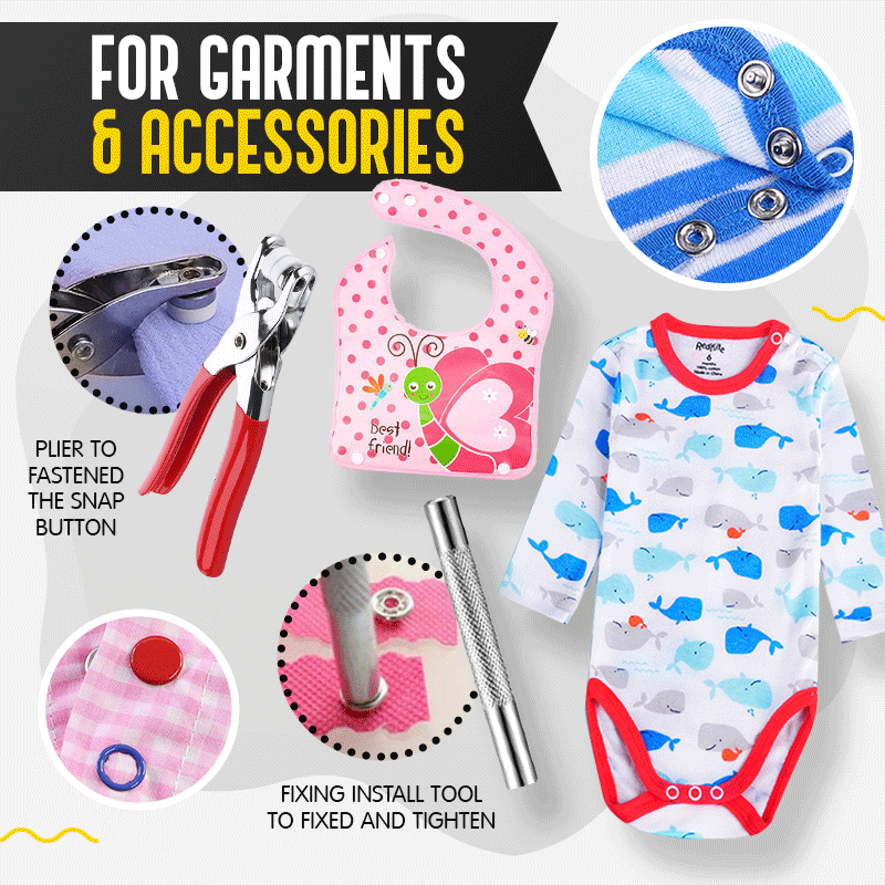 Metal Snaps Buttons with Fastener Pliers Press Kit