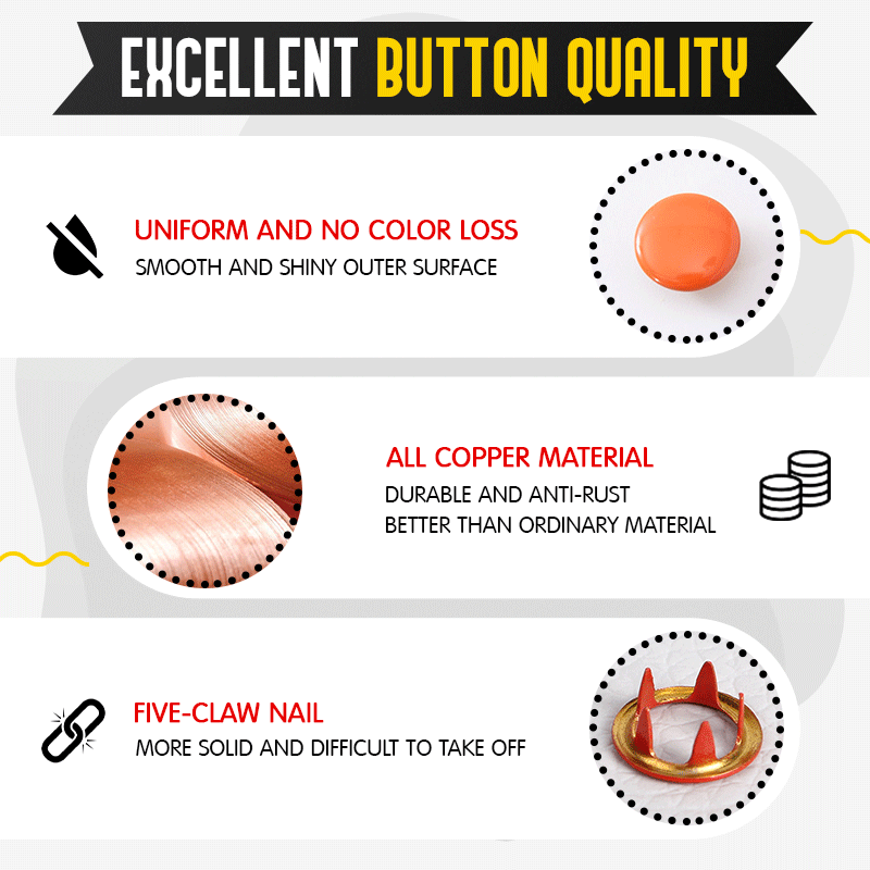 Metal Snaps Buttons with Fastener Pliers Press Kit