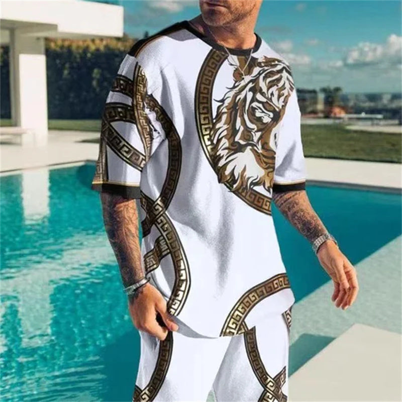 MEN'S FASHION TIGER PRINTING SHORTS SUIT
