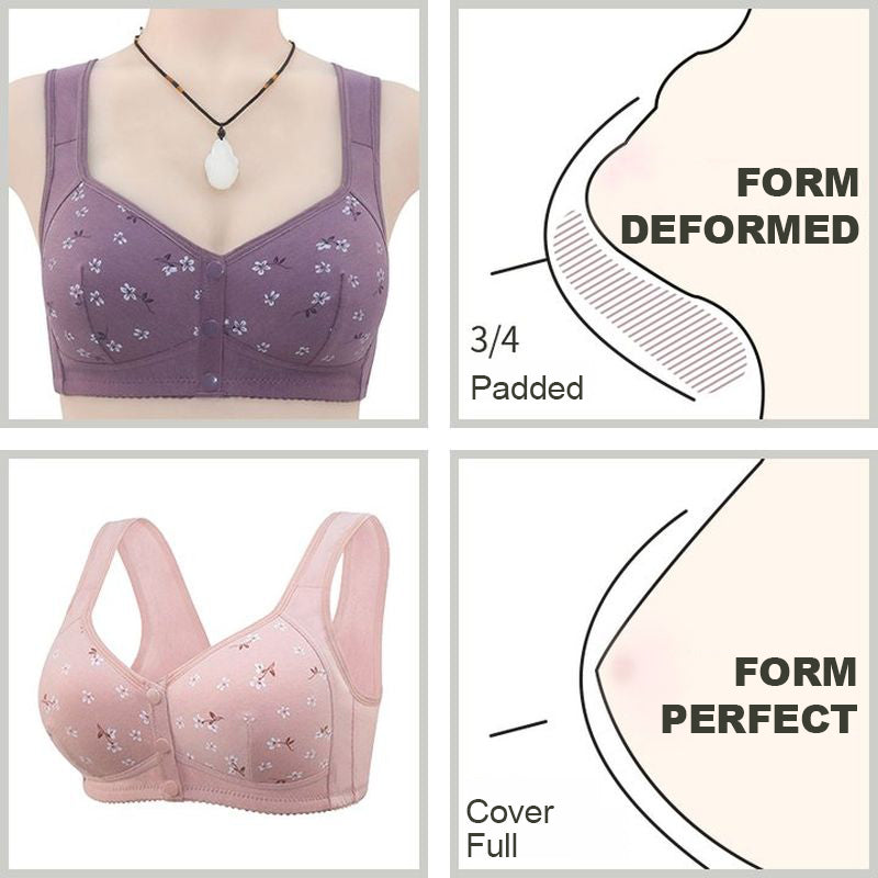 Comfortable and practical bra with buttons at the front