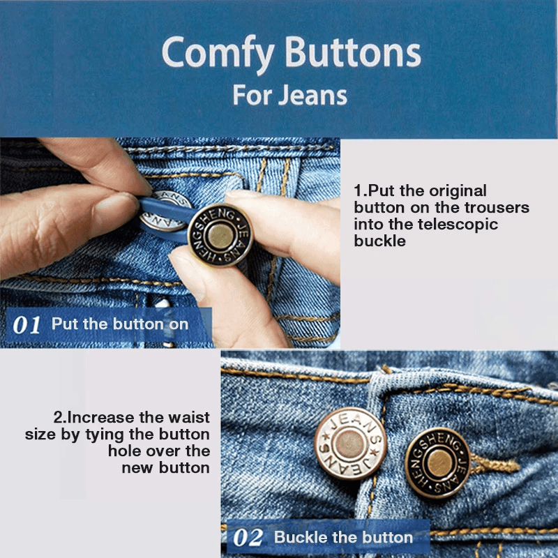 Jeans Retractable Buttons Extension Buckle (5PCS)