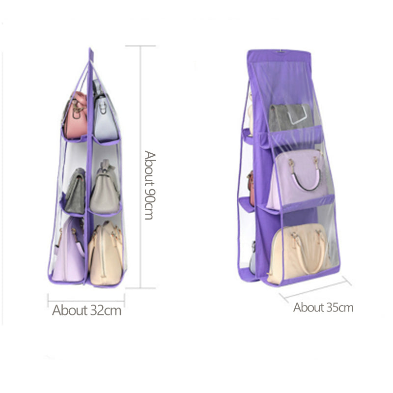 Hanging Handbag Organizer for Wardrobe Closet Transparent
