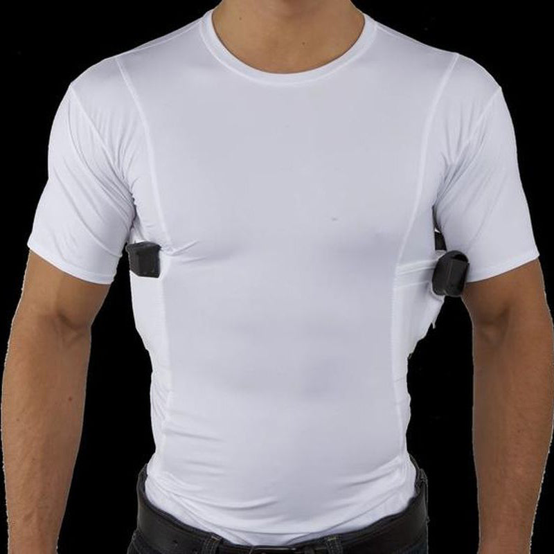 Hidden holster tactical high elastic round neck T-shirt