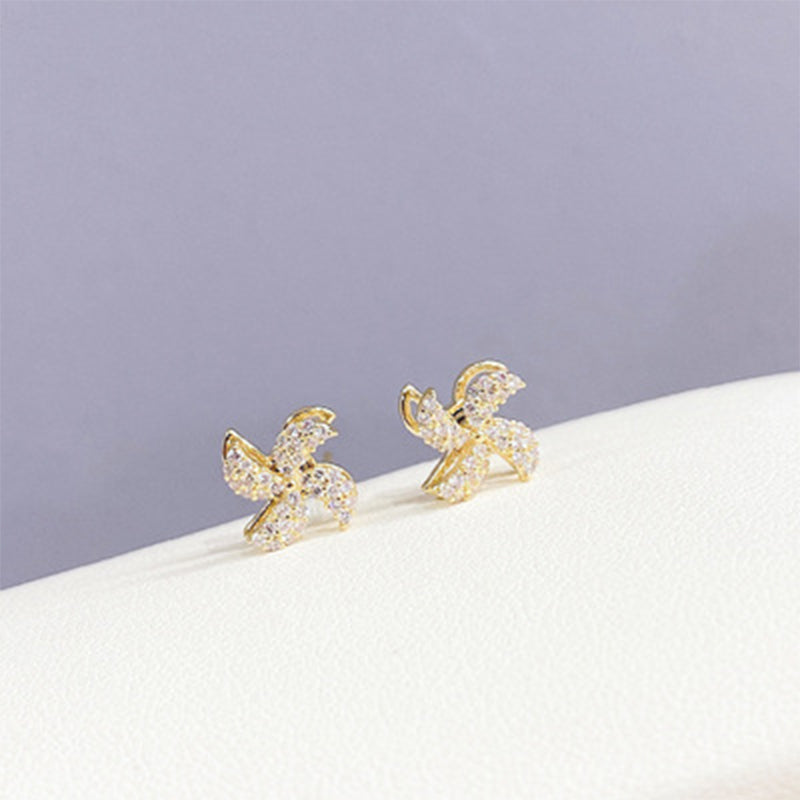 Exquisite Crystal Rotating Windmill Earrings
