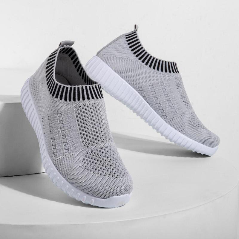Women's Comfy Color Block Slip-on Shoes Knit Sneakers