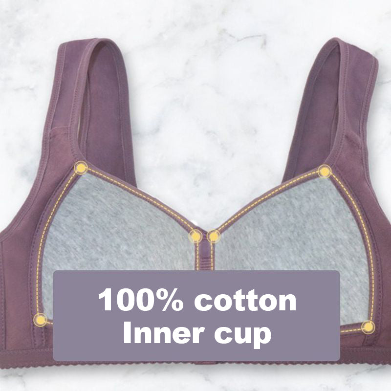 Comfortable and practical bra with buttons at the front