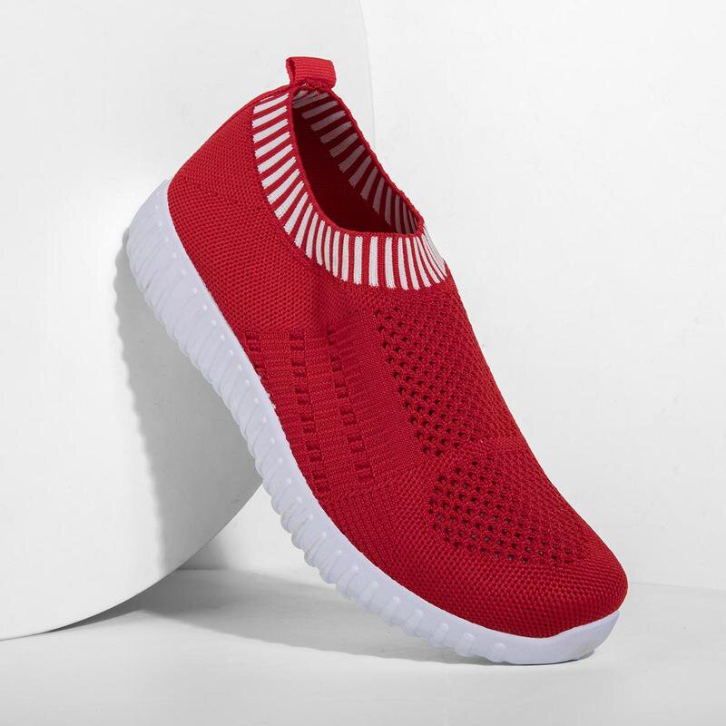 Women's Comfy Color Block Slip-on Shoes Knit Sneakers