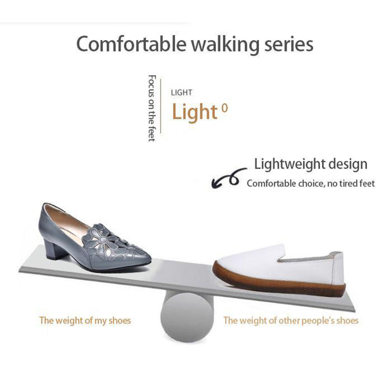 Women's Pointed Toe Hollow Breathable Comfortable Leather Shoes