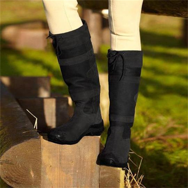 Long British style boots with laces for women