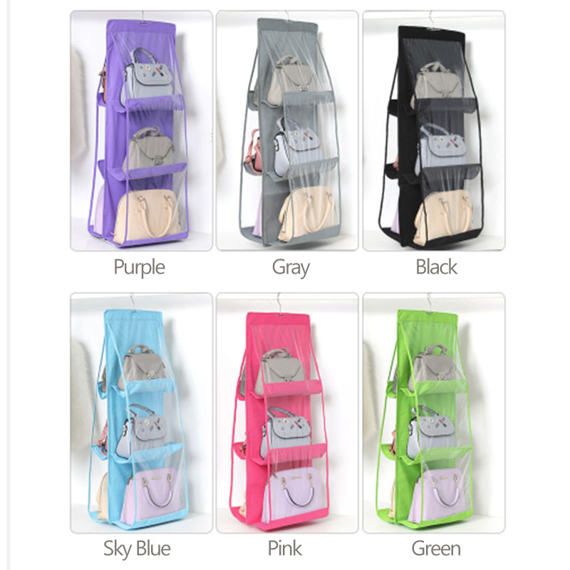 Hanging Handbag Organizer for Wardrobe Closet Transparent