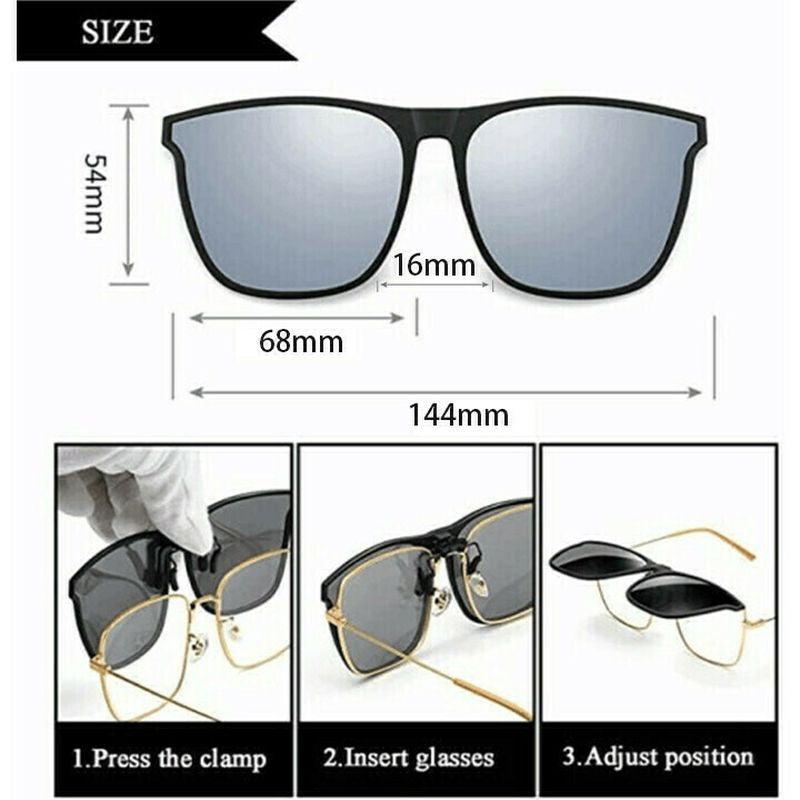 Polarized Clip-on Flip Up Metal Clip Sunglasses for Prescription Glasses