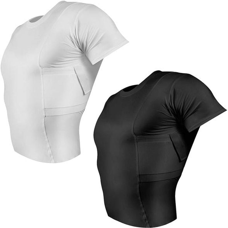 Hidden holster tactical high elastic round neck T-shirt