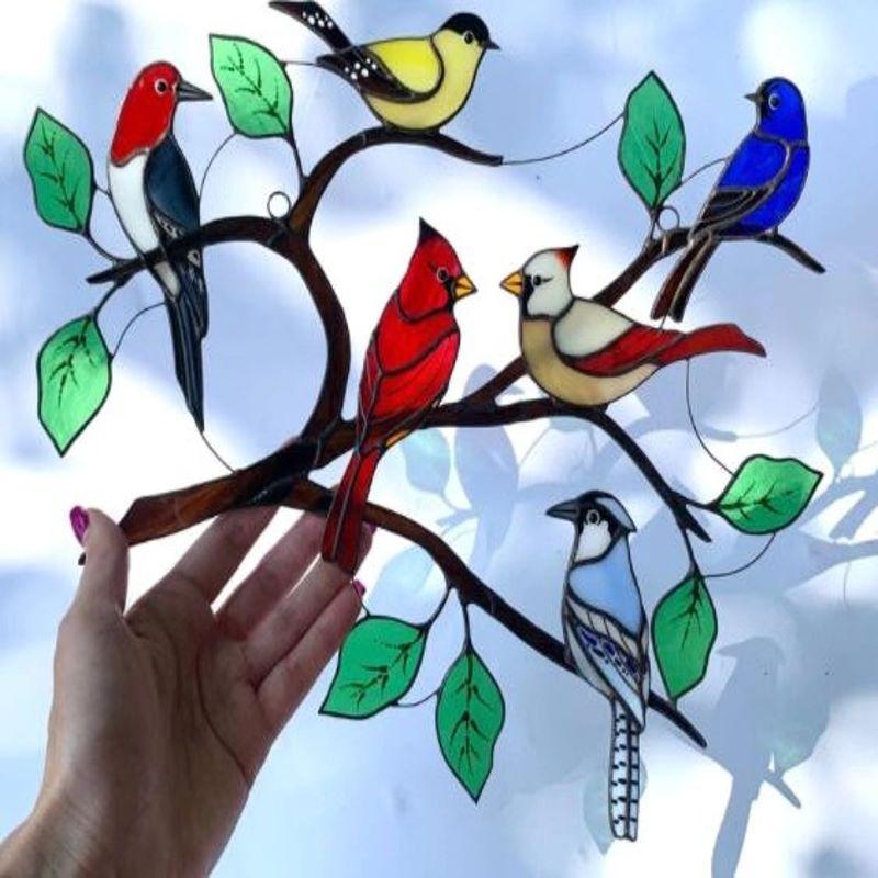Birds Stained Glass Window Hangings
