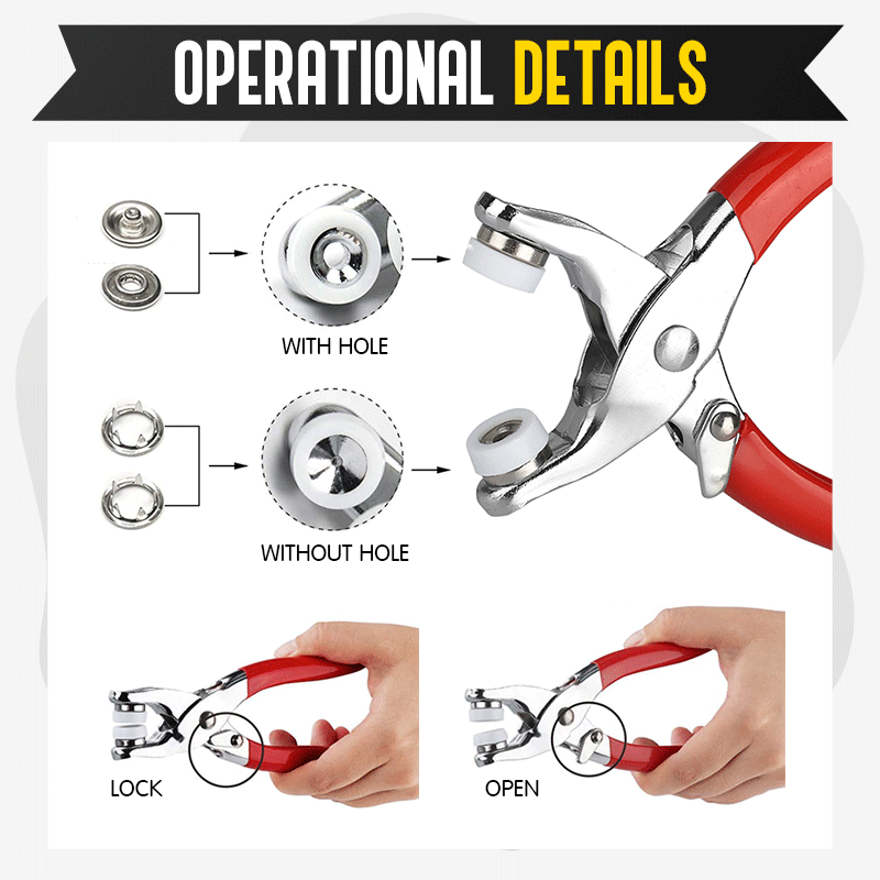 Metal Snaps Buttons with Fastener Pliers Press Kit