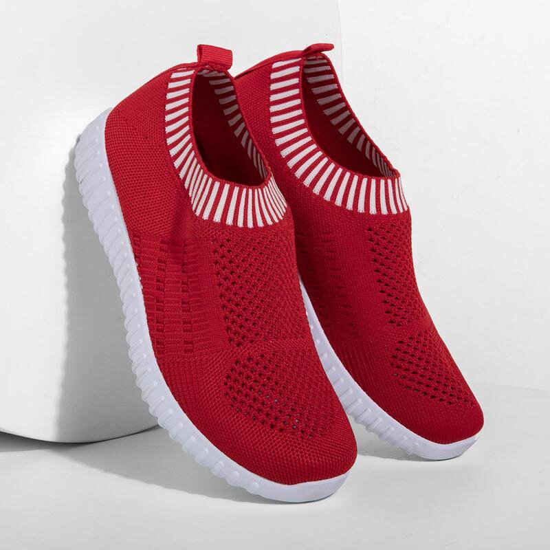 Women's Comfy Color Block Slip-on Shoes Knit Sneakers