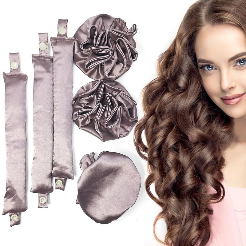 Satin heatless curling iron set