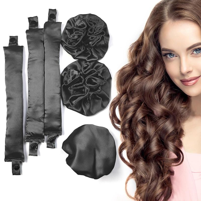 Satin heatless curling iron set