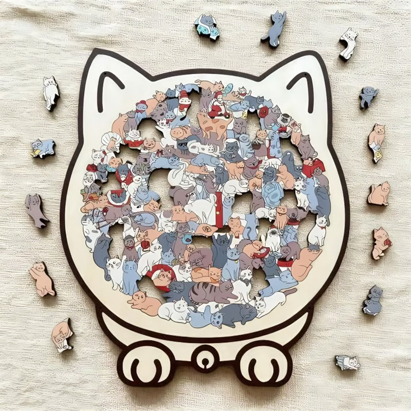 🔥🐈135-Piece Wooden Cat Puzzle🐾