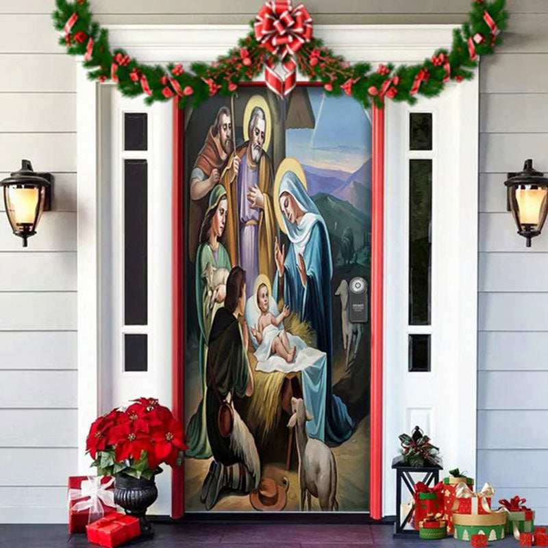 Christmas decorative door cover