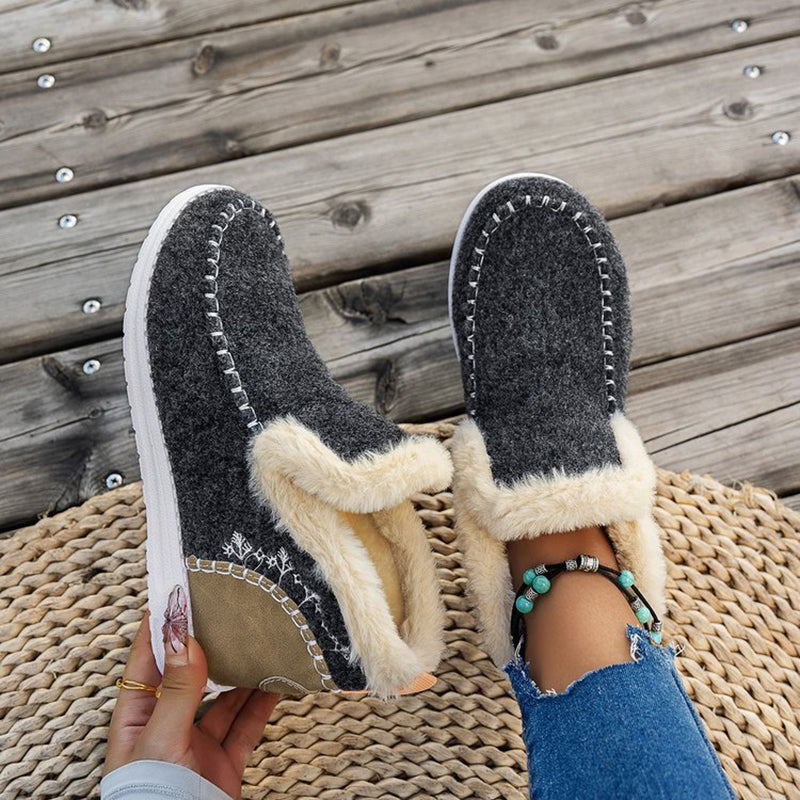 Thick velvet slip-on snow boots