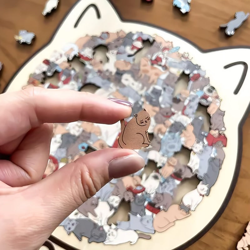🔥🐈135-Piece Wooden Cat Puzzle🐾