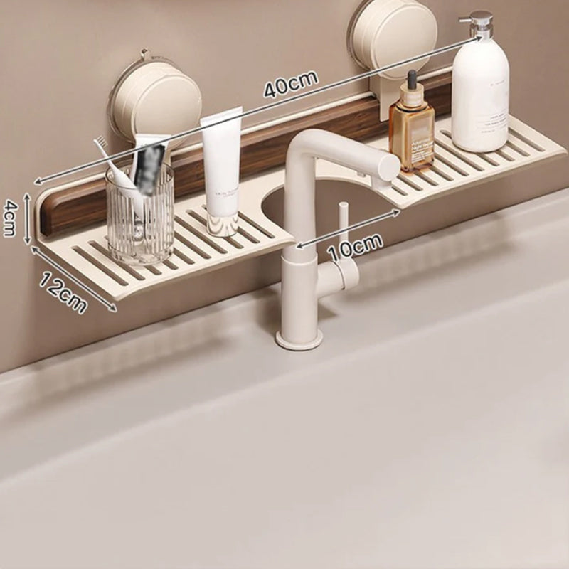 Walnut Suction Cup Bathroom Shelf