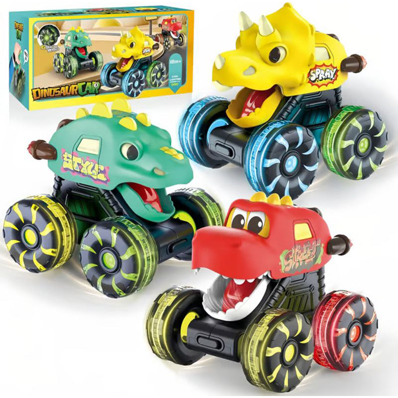 Press the inertia light dinosaur toy car