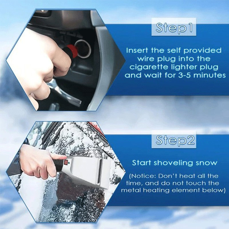 Heated Snow Ice Scraper for Car 12V Plug into Cigarette Lighter